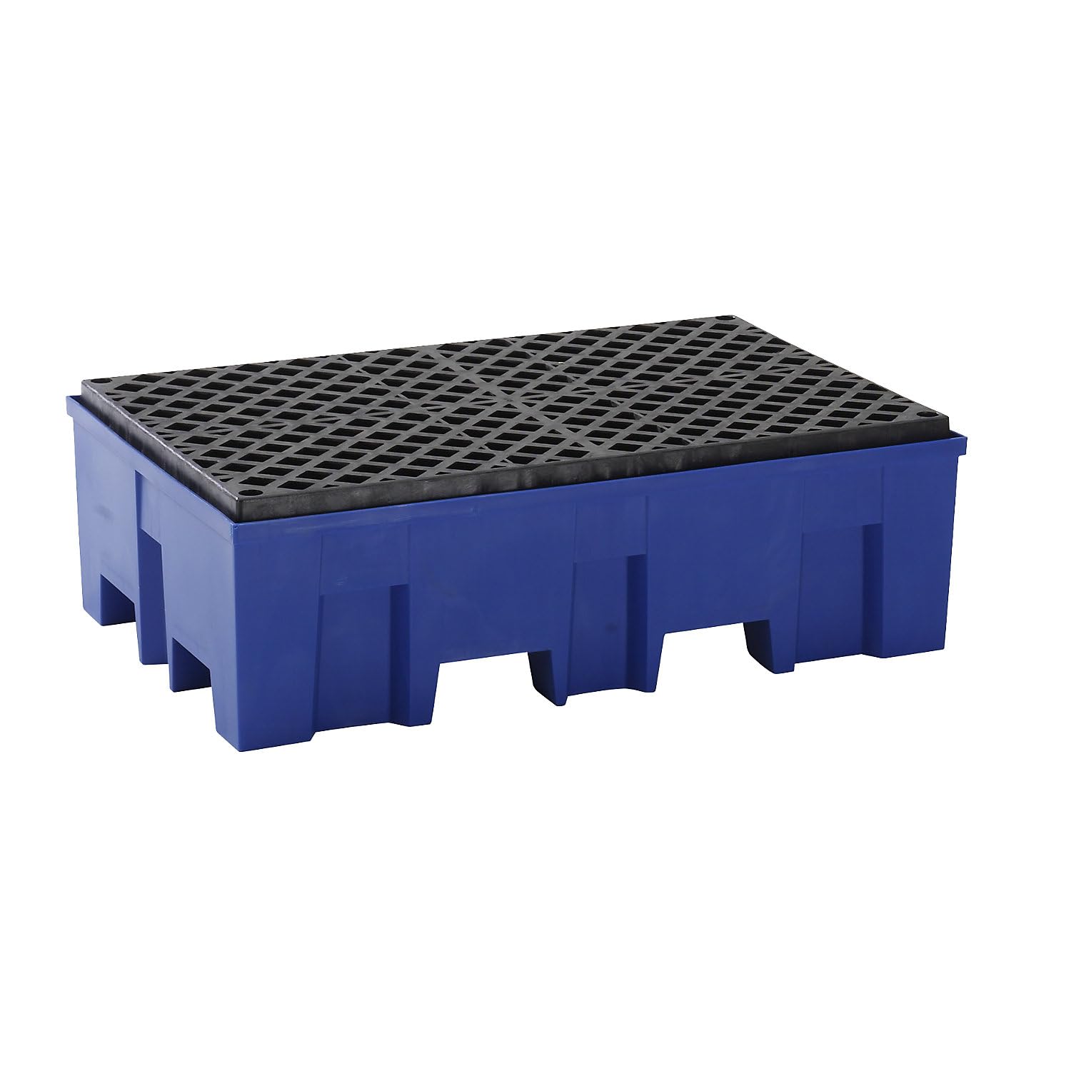 ASECOS | PE-Auffangwanne für 2 Fässer à 200 Liter | unterfahrbar | Höhe 350 mm | mit PE-Gitterrost