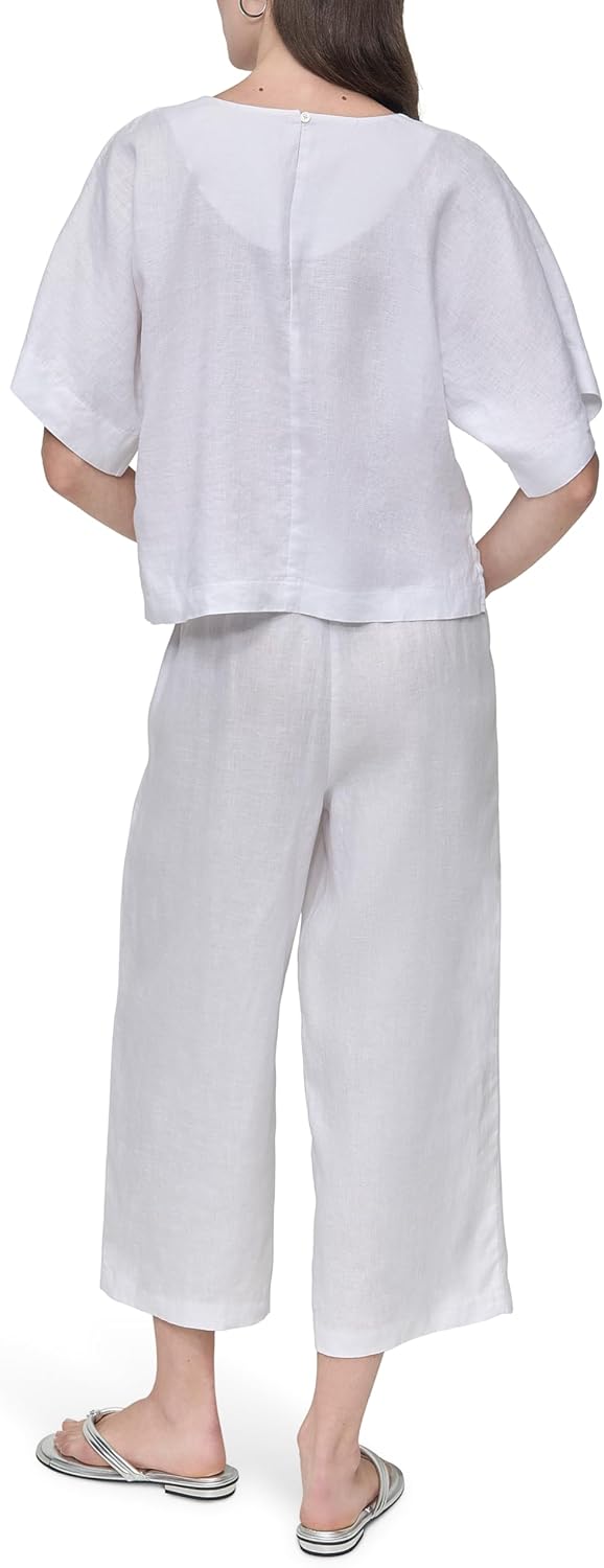 DKNY レディース 軽量 リネン クロップトップ - コーディネート例