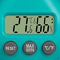 Vista 8 de Medidor de humedad electrónico preciso 2 en 1, lindo termómetro higrómetro, batería AAA, mini sensor de humedad, termómetro para temperatura Negro