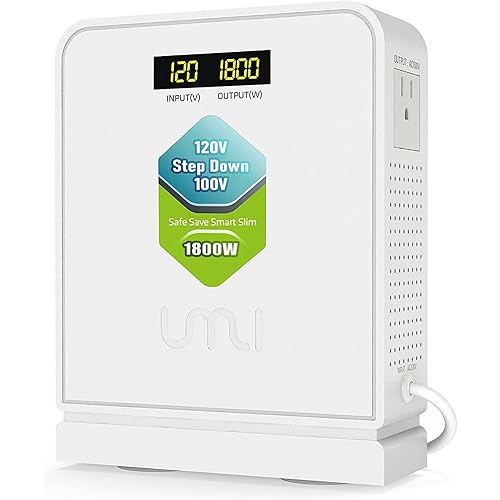 UMI 1800 Watt Voltage Converter Transformer - Heavy Duty Step Down AC 120V to 100V Power Converter - for Japan Appliances Use in US Canada Mexico – CE Certified [3-Year Warranty]