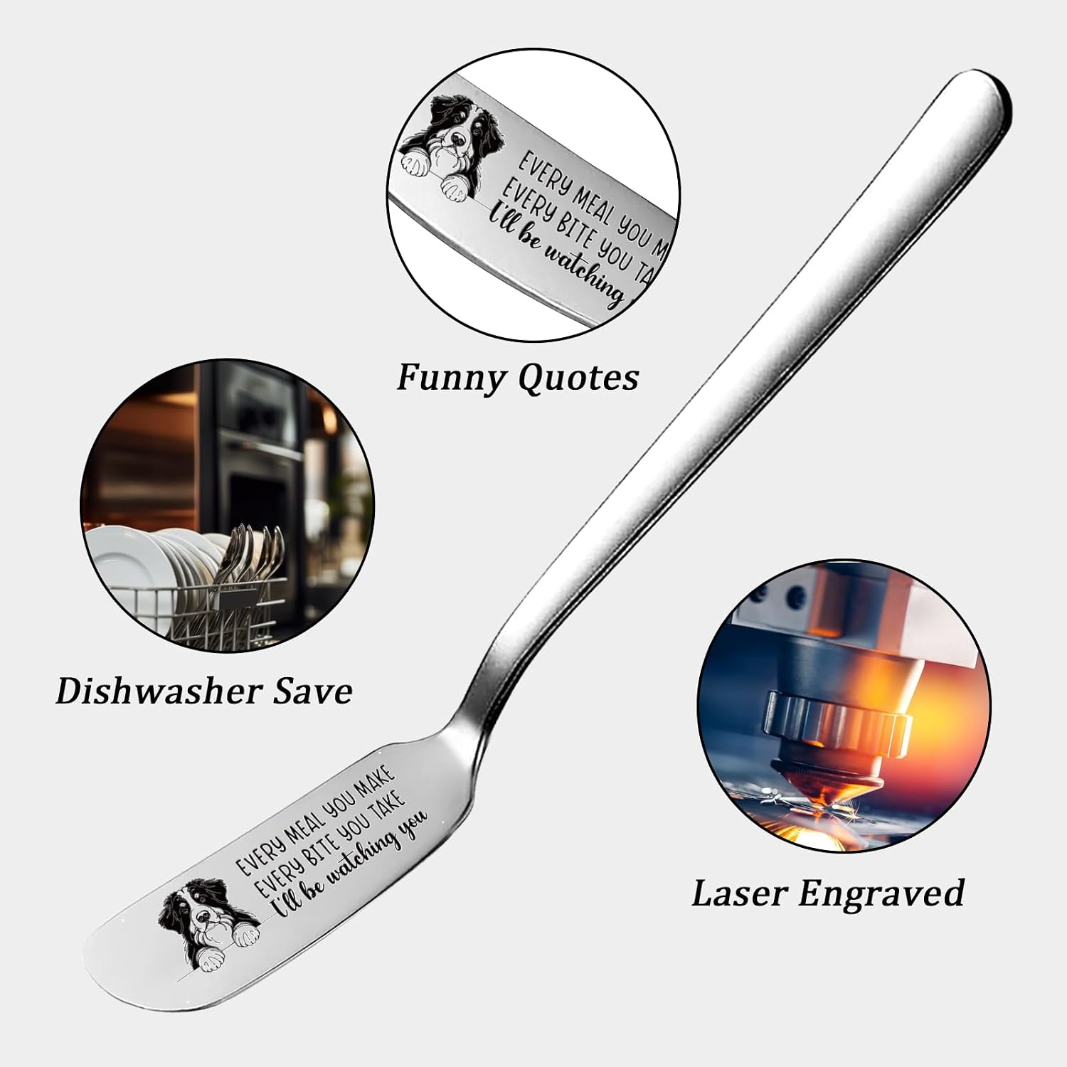 Bernese Mountain Dog Gifts for Women Peanut Butter Knife, Funny Gifts for Bernese Mountain Dog Lover, Personalized Engraved Peanut Butter Spreader Cheese Knives Gifts for Dog Lover
