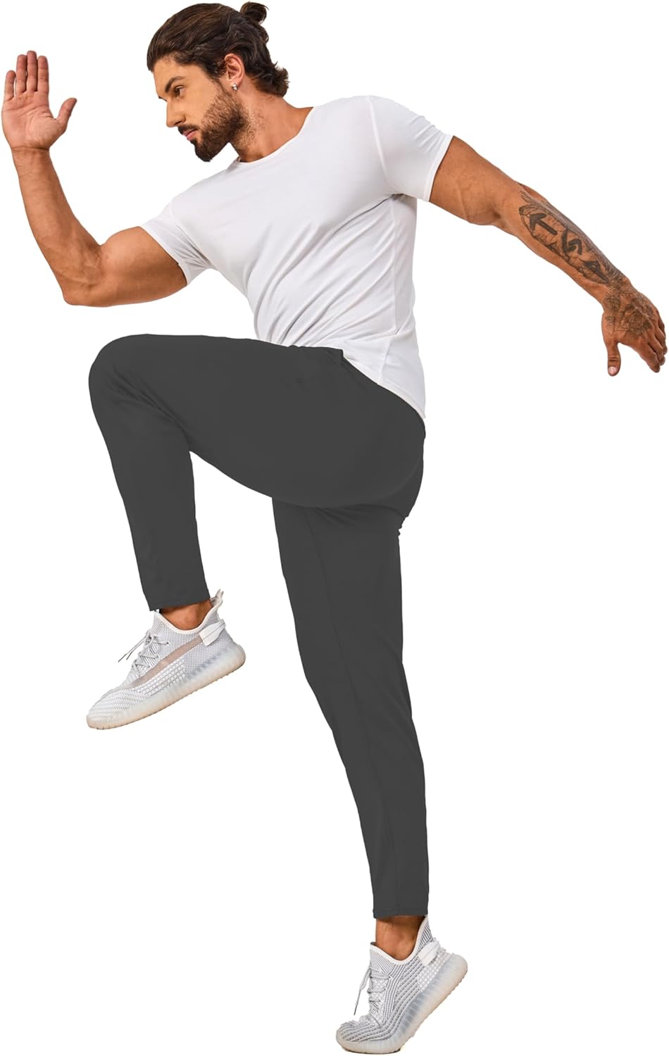 Fleece Lined Sweatpants 27 Inch Inseam Atheltic Joggers Workout Pants for Short Men with Zip Pocket - Image 7