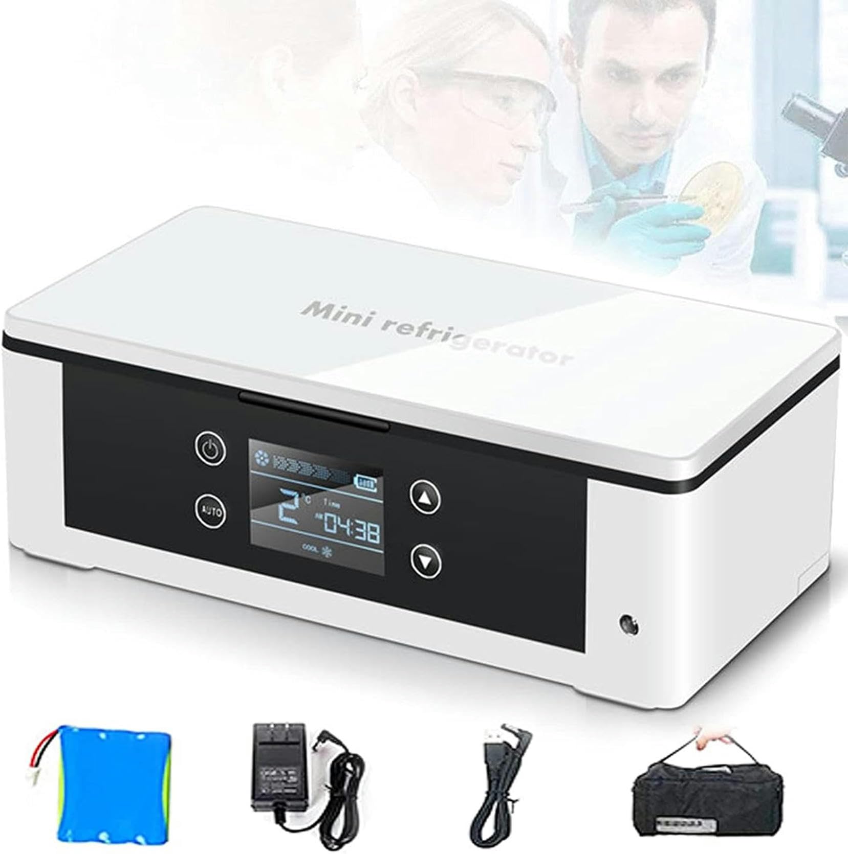 Estuche enfriador de insulina con USB, mini refrigerador de temperatura constante para medicamentos, refrigerador pequeño para automóvil, batería de 10200 mAh y bolsa de almacenamiento, pantalla LED