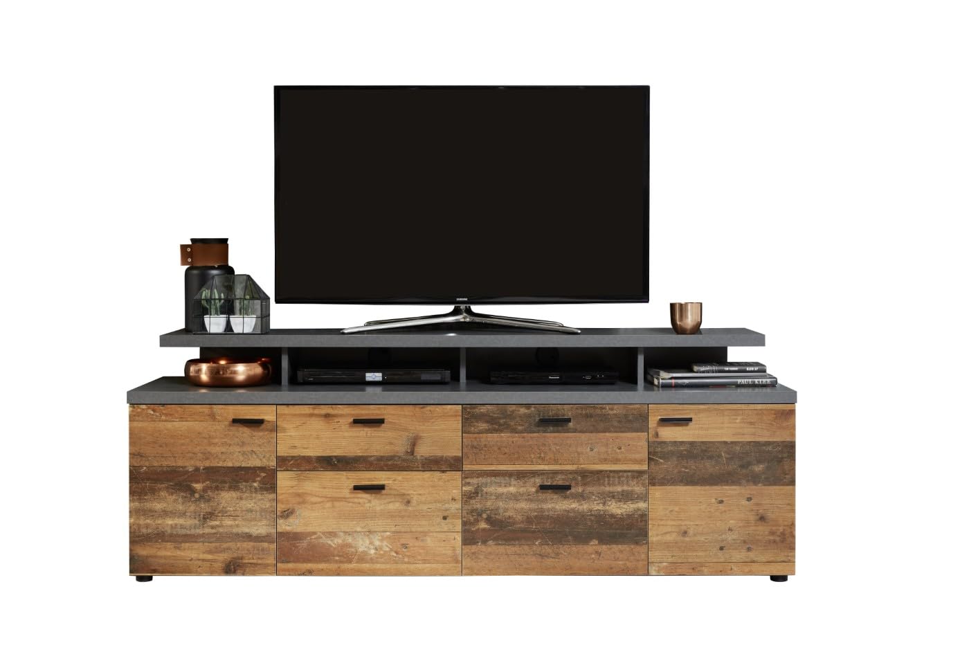 trendteam smart living - Mood - TV-Schrank - Matera/Alteiche - TV-Lowboard mit 4 Fächern und 2 Schubladen - (BxHxT) 180 x 66 x 47 cm - Kabeldurchführung - Kratzfest