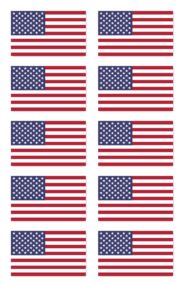 Pegatinas de 50 x 30 mm, 10 unidades, diseño de bandera de Estados Unidos de América y Estados Unidos, para coche, portátil y más