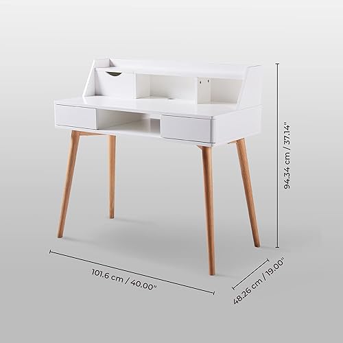 Miniatura 2 de Teamson Home Creativo - Escritorio de madera con almacenamiento para el trabajo desde la oficina en casa, color blanconatural