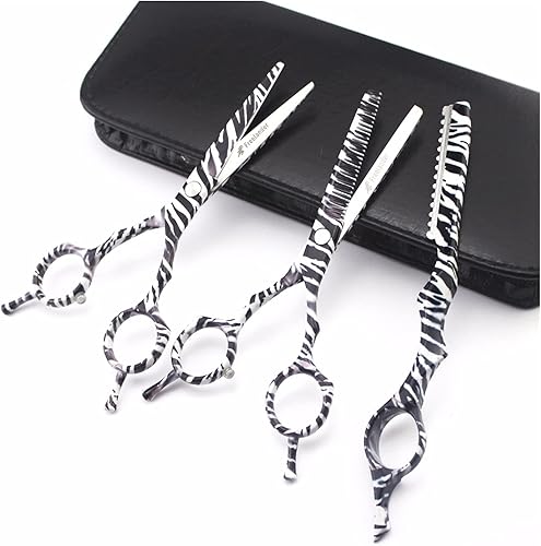 Miniatura 3 de 5.5 pulgadas mujeres patrón floral corte recto adelgazamiento maquinilla de afeitar profesional peluquería tijeras de peluquería cuchillo de