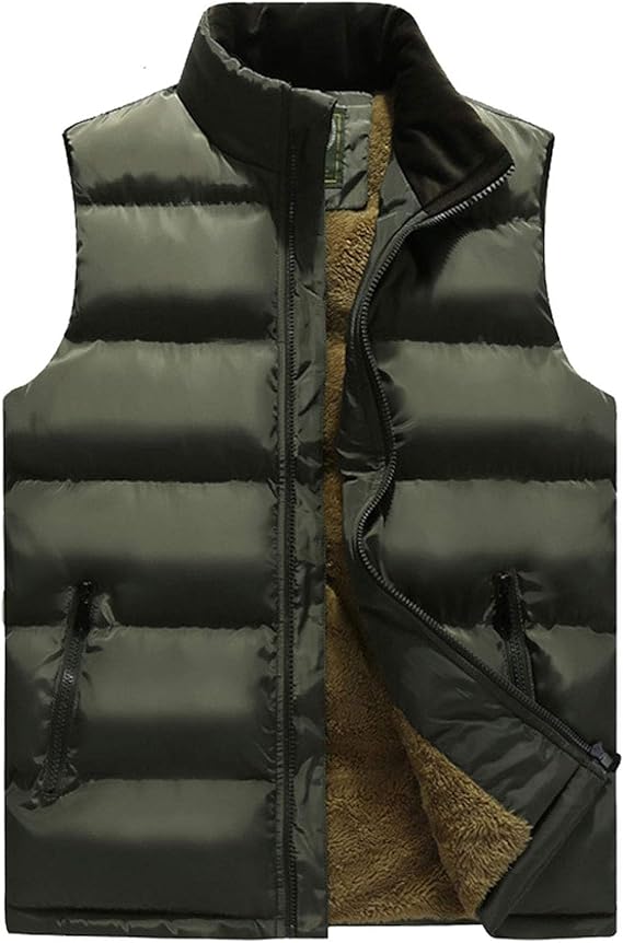 Flygo Men's Fleece Lined Winter Warm Outdoor Padded Puffer Vest Thick Sleeveless Jacket with Pockets