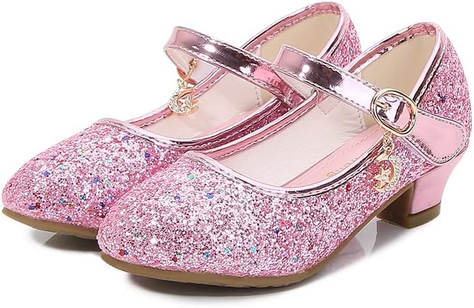Girls Princess High Heel Sandals,Bowknot Sequin Dress Shoes