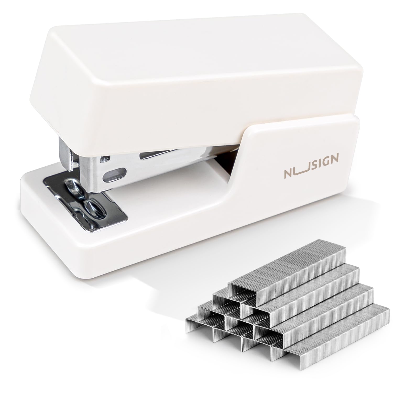NUSIGN Mini Stapler with 830 Staples, Small Cute Desk Staplers, 25 Sheet Capacity, White