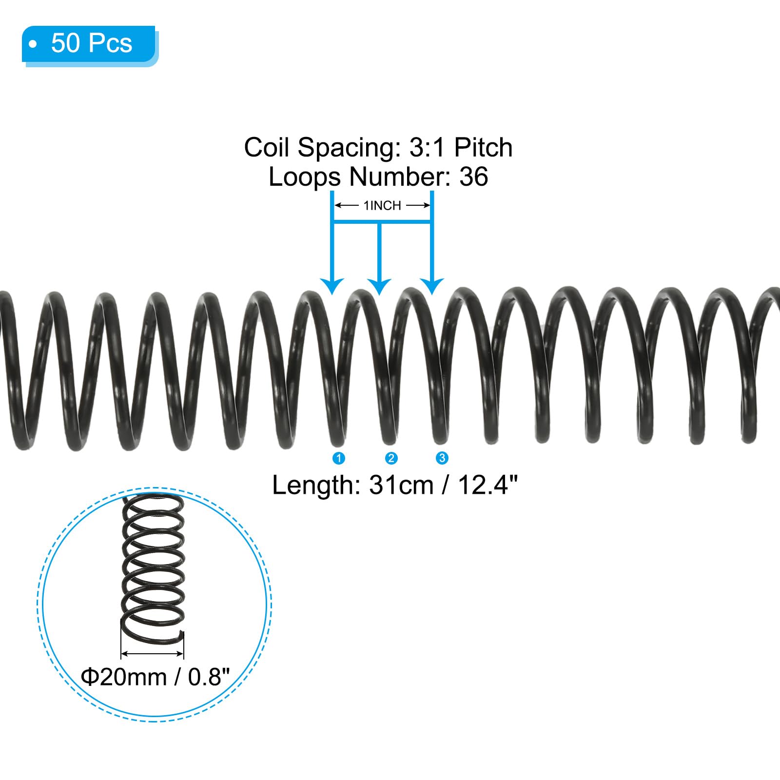 PATIKIL 20mm(3/4") Plastic Spiral Binding Coils - Image 2