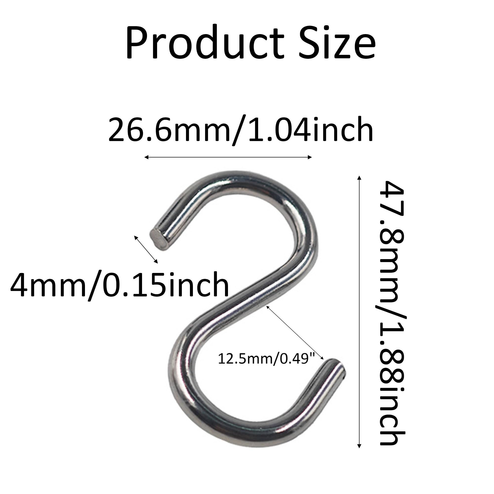 Stainless Steel S Hooks - 24 Pack Heavy Duty -2
