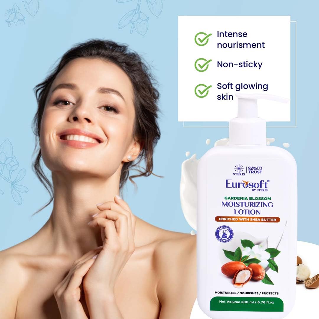 EUROSOFT Gardenia Blossoms Moisturizing Body Lotion for Women/Girls, Dry Skin Summer | Long Lasting Fragrance, Intense Hydration Moisturizer-200ML, All Type Skin Care Product, Brightening & Fresh, Travel Size, Pack of 2 EUROSOFT Gardenia Blossoms Moisturizing Body Lotion for Women/Girls, Dry Skin Summer | Long Lasting Fragrance, Intense Hydration Moisturizer-200ML, All Type Skin Care Product, Brightening & Fresh, Travel Size, Pack of 2