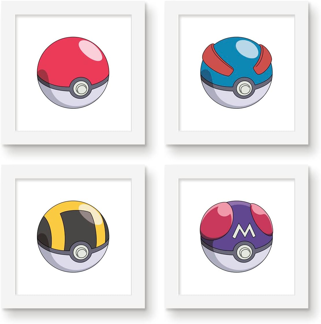 Trends International Gallery Pops Pokémon - Poké Ball Wall Art Bundle (4-Pack) Gallery Pops Wall Art, Unframed Version