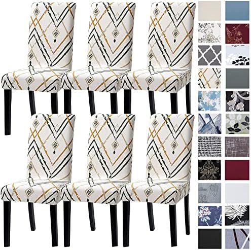 YISUN Dining Room Chair Slicovers Stretch Chair Covers for Dining Room Parsons Chair Slipcover Removable Washable Kitchen Chair Covers Protector for Dining Room, Hotel (Set of 6, Light Beige)