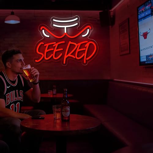Miniatura 2 de Letrero de neón de baloncesto Bulls con eslogan de equipo para decoración de pared, ver luces LED de neón regulables por USB rojo para cerveza, bar,