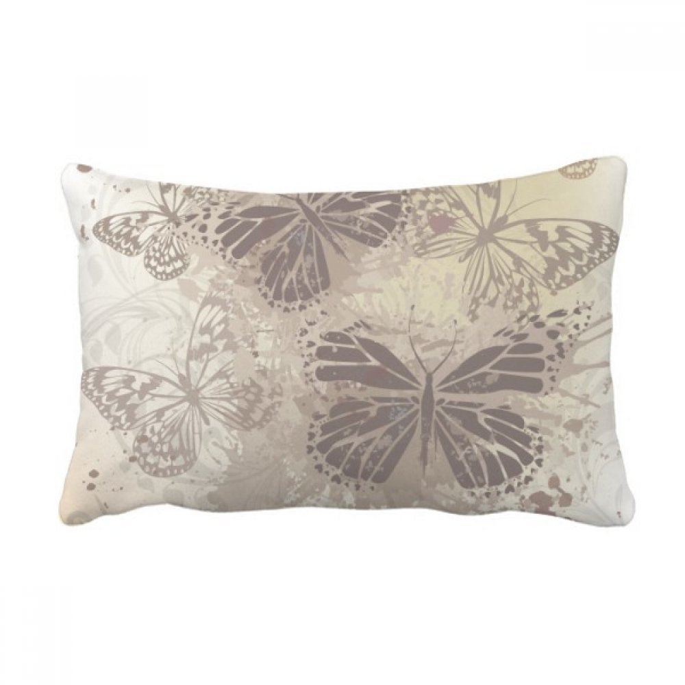 Coussin lombaire papillon gris élégant 40x60 cm pour décoration de canapé