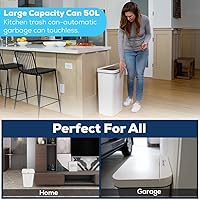 Vista 6 de SIMPLI-MAGIC 79502 13 Gallon Touchless Sensor Trash Can, Rectangle Garbage Bin, Perfect for Home, Kitchen, Office, White