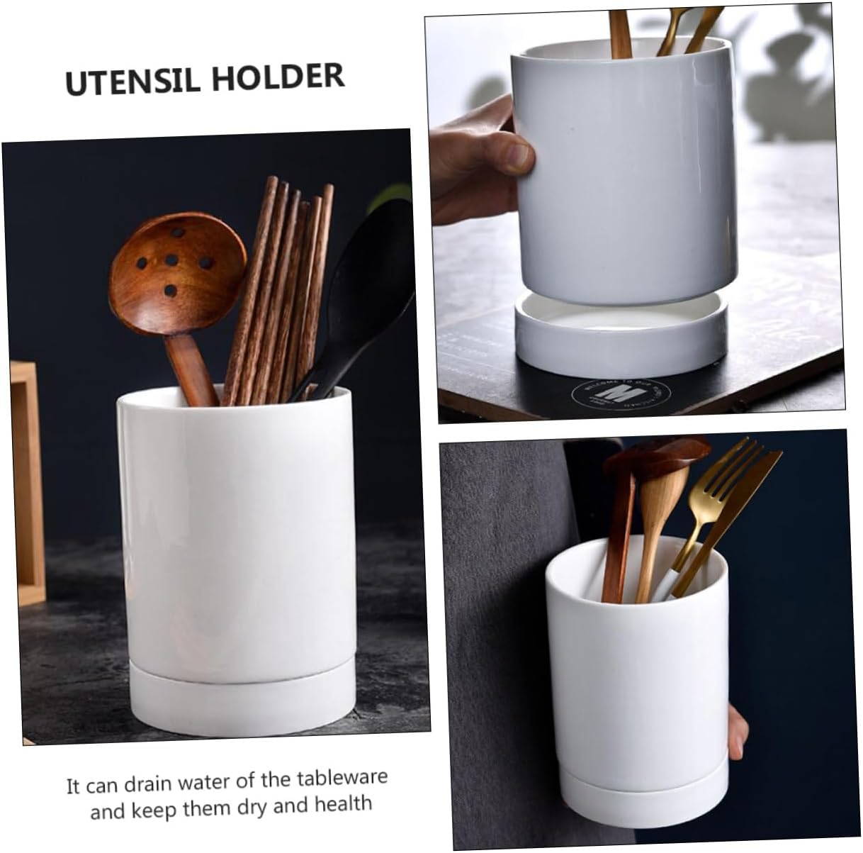 1Pc White Ceramic Chopstick Holder Multipurpose Utensil for Kitchen Hotel Restaurant Compact and Lightweight Design Material