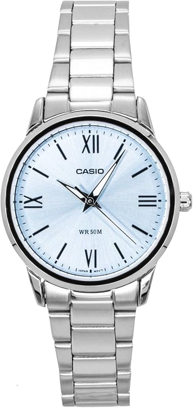 LTP-1303DDD-2AV Reloj analógico de 3 manecillas con esfera azul romana de acero inoxidable estándar para mujer