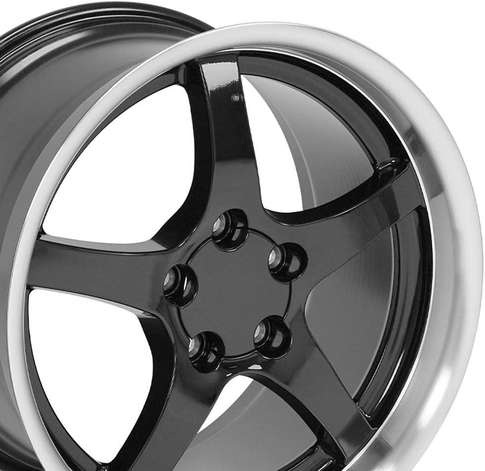 OE Wheels CV05 18 Inch Rim Fits Corvette C5 Style 5x120.65 18x10.5 Gloss Black Machined Lip (1)