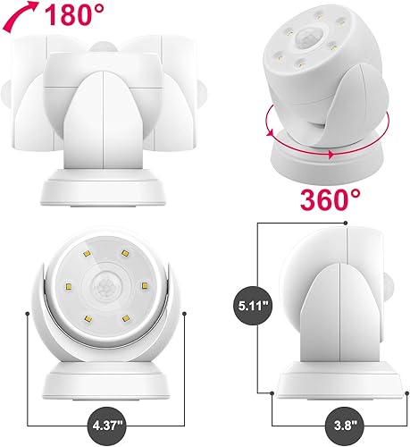 Miniatura 3 de HONWELL Luz con sensor de movimiento funciona con pilas, luz de seguridad inalámbrica para exteriores, luz de seguridad, sensor de luz de encendido