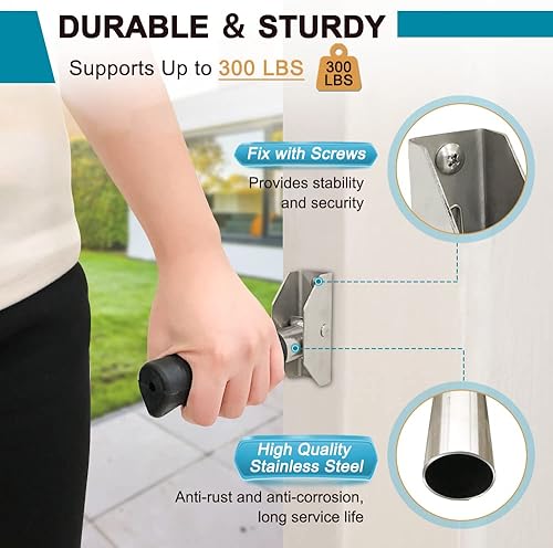 Miniatura 3 de Asa plegable de asistencia de puerta, barra de agarre abatible para puerta, elevadores de asistencia de escalera para personas mayores, barandillas