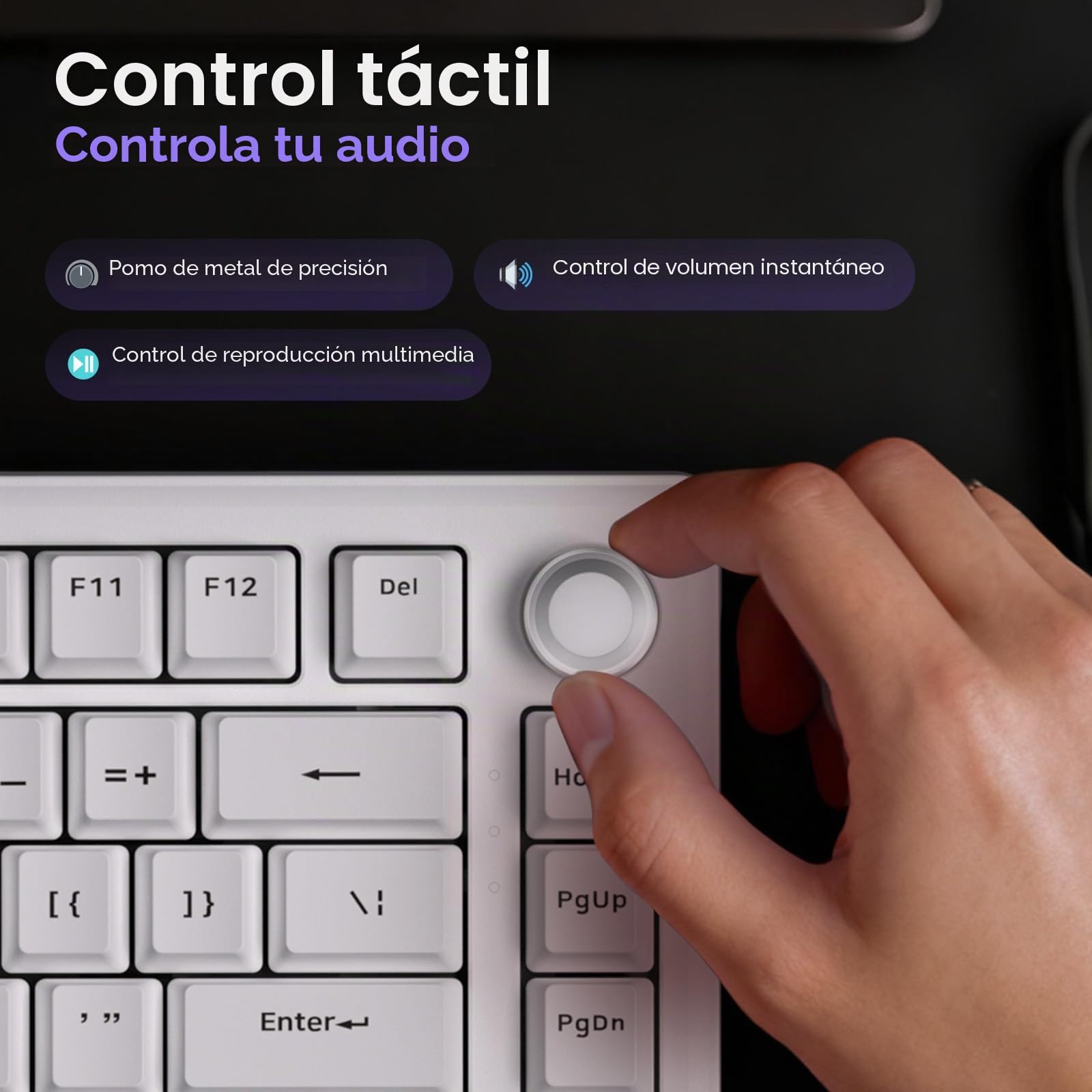 Dierya DK81E Teclado Mecánico Gaming 75%,Teclado Mecánico Gasket con Knob,RGB Hot Swap Switches Lineales Cremosos,Compacto 81 Teclas Anti-Ghosting,Disposición QWERTY-US,Blanco