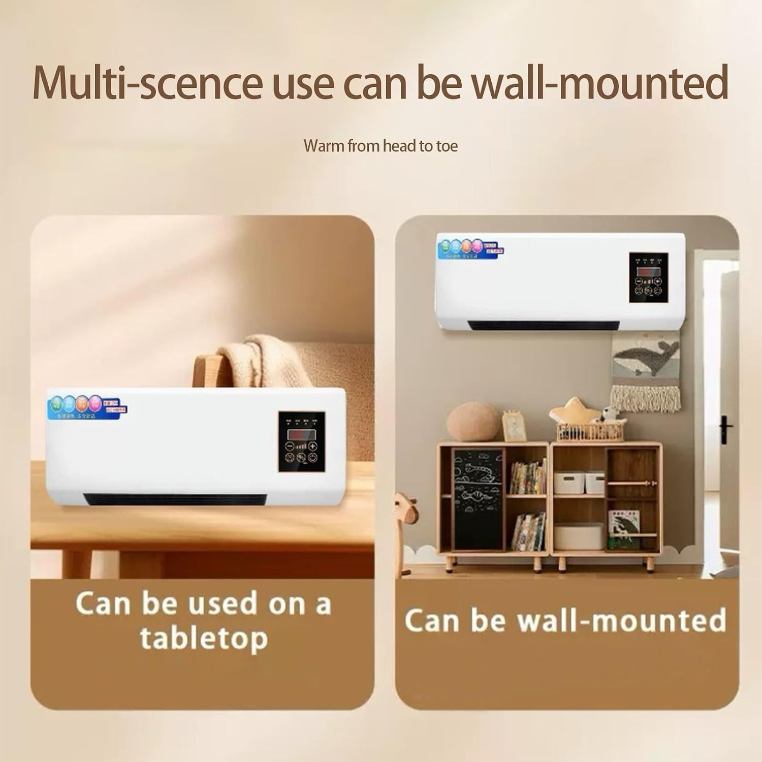Ventilador Circulador De Aire Montado En La Pared Con Control Remoto, | Calefacción Y Viento Natural Ajustable(C)