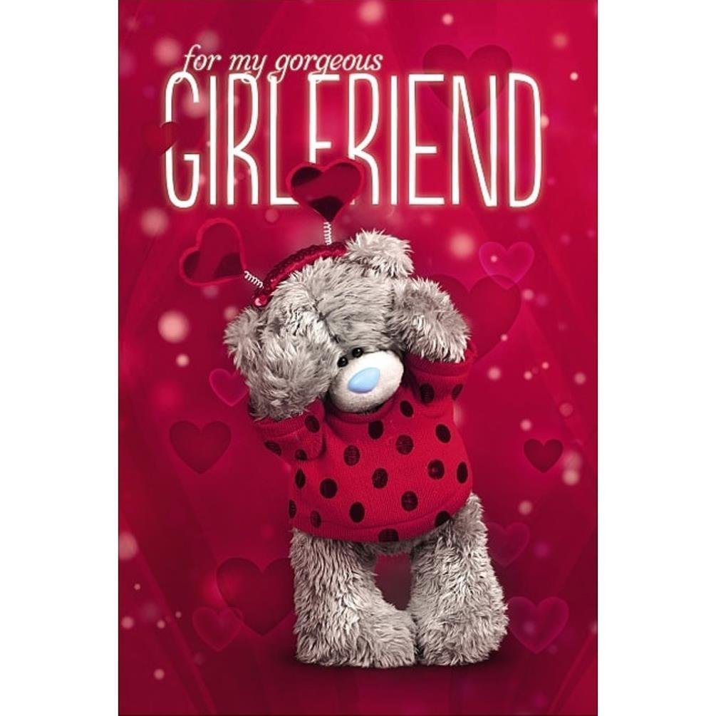 Piccadilly Greetings Valentinstagskarte „For My Gorgeous Girlfriend“ – Mit Teddy & Blumen, 22,9x15,2 Cm