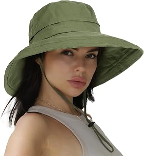 Sun Hats for Women Gardening Hat Wide Brim Beach Sun Protection Breathable Cotton Summer Hat with Fold-Up Brim