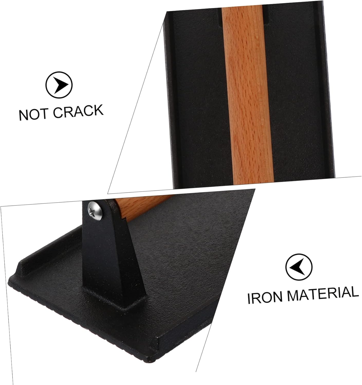 1Pc Practical Cast Meat Press Plate Hand Held BBQ Grill Tool for Efficient Cooking Black Durable Steak Weight with Comfortable Handle for Burgers and Bacon