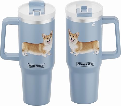 Miniatura 10 de E&S Pets SERENGETI Ultimate - Vaso de 40 onzas con asa y pajilla, vaso aislado al vacío con popote y tapa, taza de viaje de acero inoxidable para