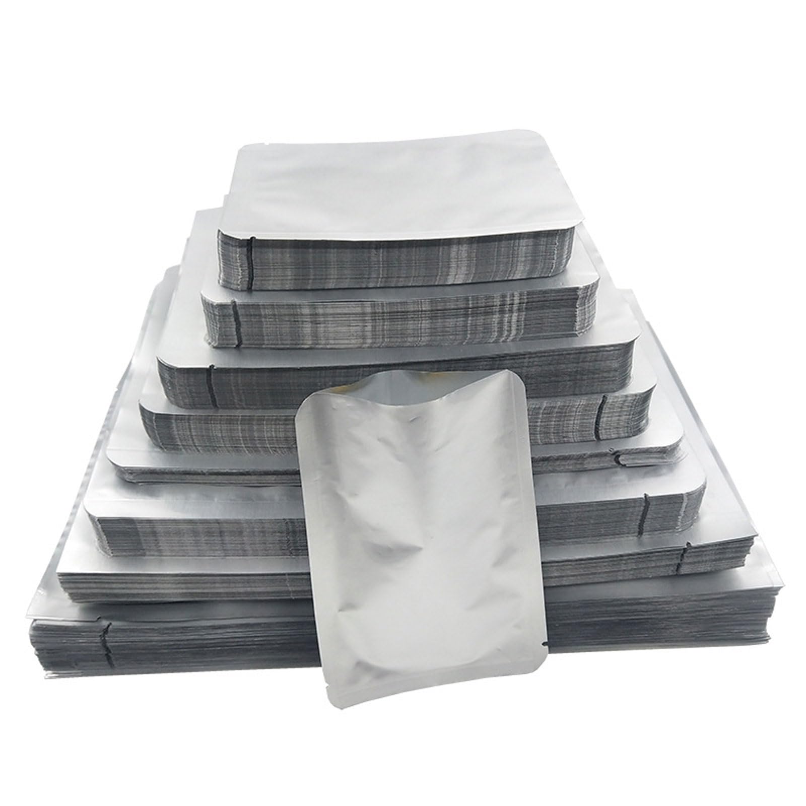 100 Sacs Aluminium pour Conservation Alimentaire, Sachets Sous Vide Soudables pour Café Thé Riz Légumineuses Noix, Poches Plates Ouverture Supérieure Argentées Étanches et Aromatiques(Size:30x40cm)