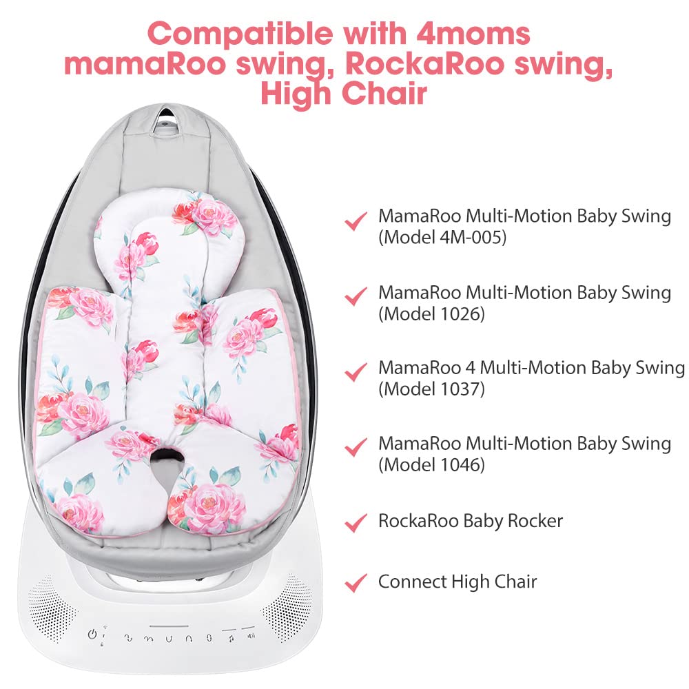 Minne Baby Infant Insert, Compatible with 4Moms RockaRoo and MamaRoo, Includes 3 Strap Pad, Breathable Mesh Fabric, Plush Soft Newborn Insert with Head and Body Support