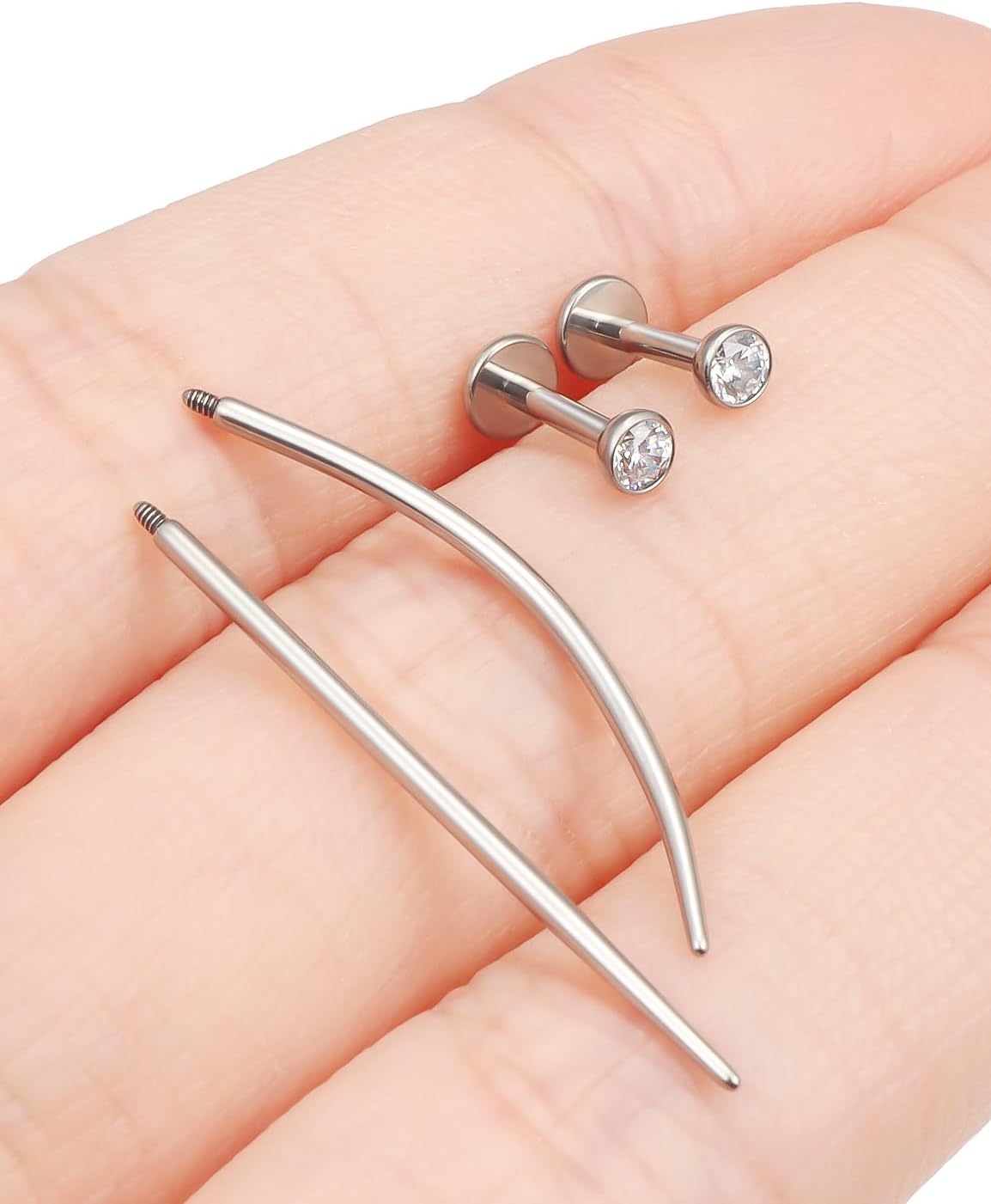 F136 Titanium 20/18/16G Internally Threaded Flat Back Stud Earrings Nose Rings Lip Labret Medusa Monroe Piercing Jewelry with Taper for Women Men - Image 2