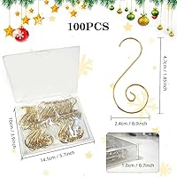 Vista 3 de Ganchos para Adornos, Colgadores Dorados para Adornos de Navidad, 100 Piezas de Ganchos para Adornos de Navidad, Ganchos de Metal para Adornos