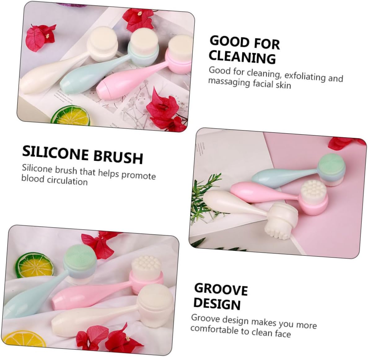 Manual Face Brush Silicone Facial Cleansing Brush 3pcs Pack for Pore Deep Cleansing