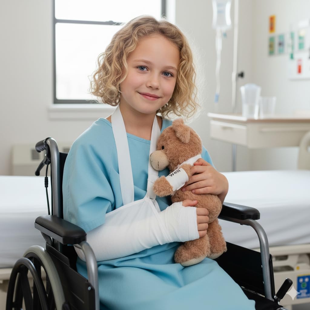Jolitee Broken Arm Bear with Left or Right Arm Cast Sling, 10.5 inches, Get Well Teddy Bear Recovery Gifts for Kids and Adults