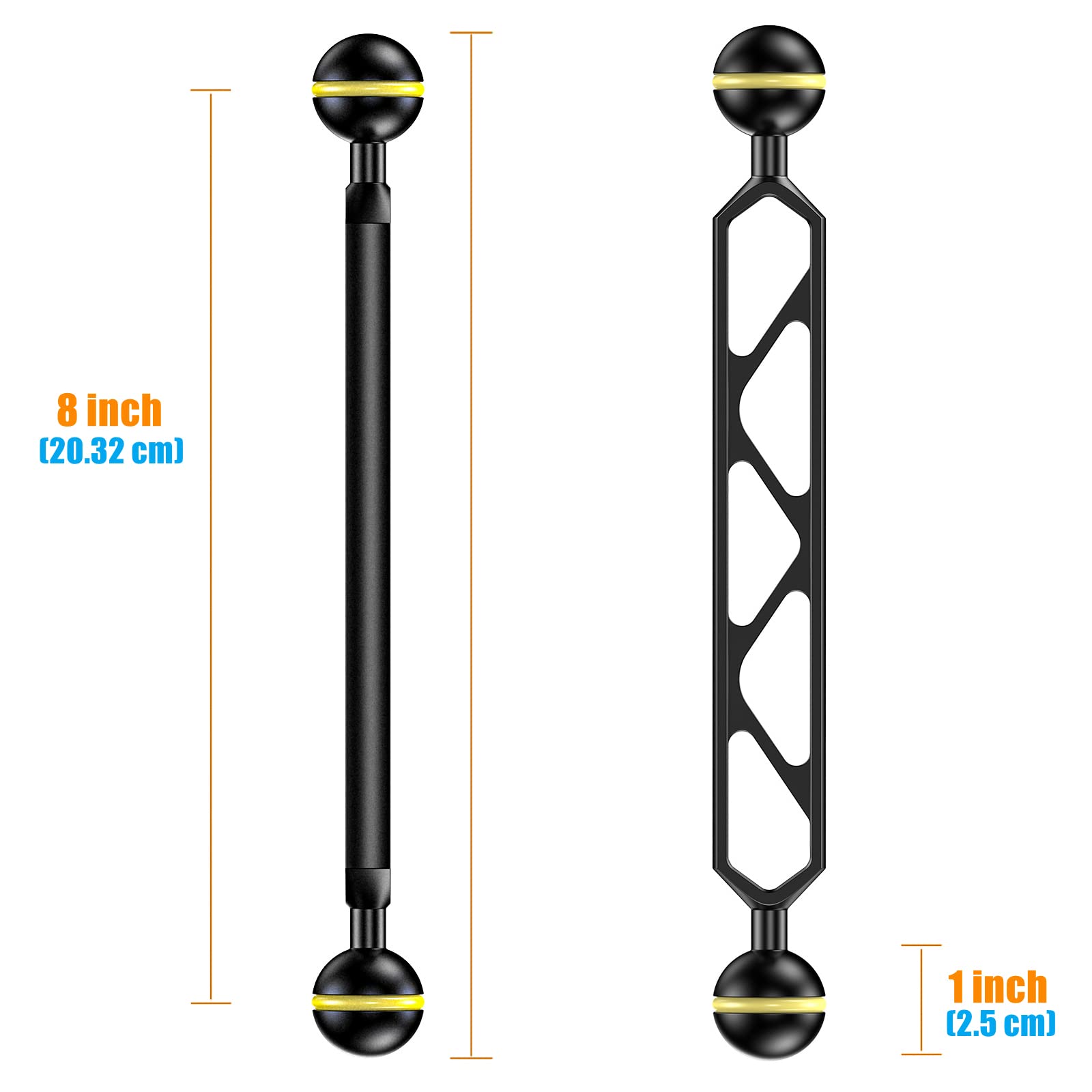 Sea frogs 2 Bras sphérique de 20,32 cm/8 Pouces sphériques en Aluminium pour connecter Un Stroboscope ou Une lumière vidéo à Un Caisson sous‑Marin