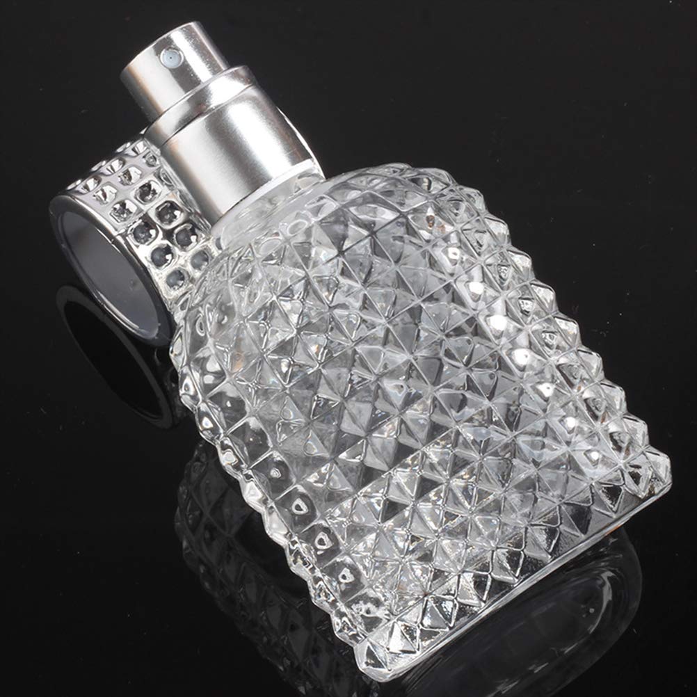 BRRNOO 2Pcs Perfume Refillable Bottle Glass Atomizer Set with Oval Bumps Inlaid Cap for Travel Perfume Toner Humidifier