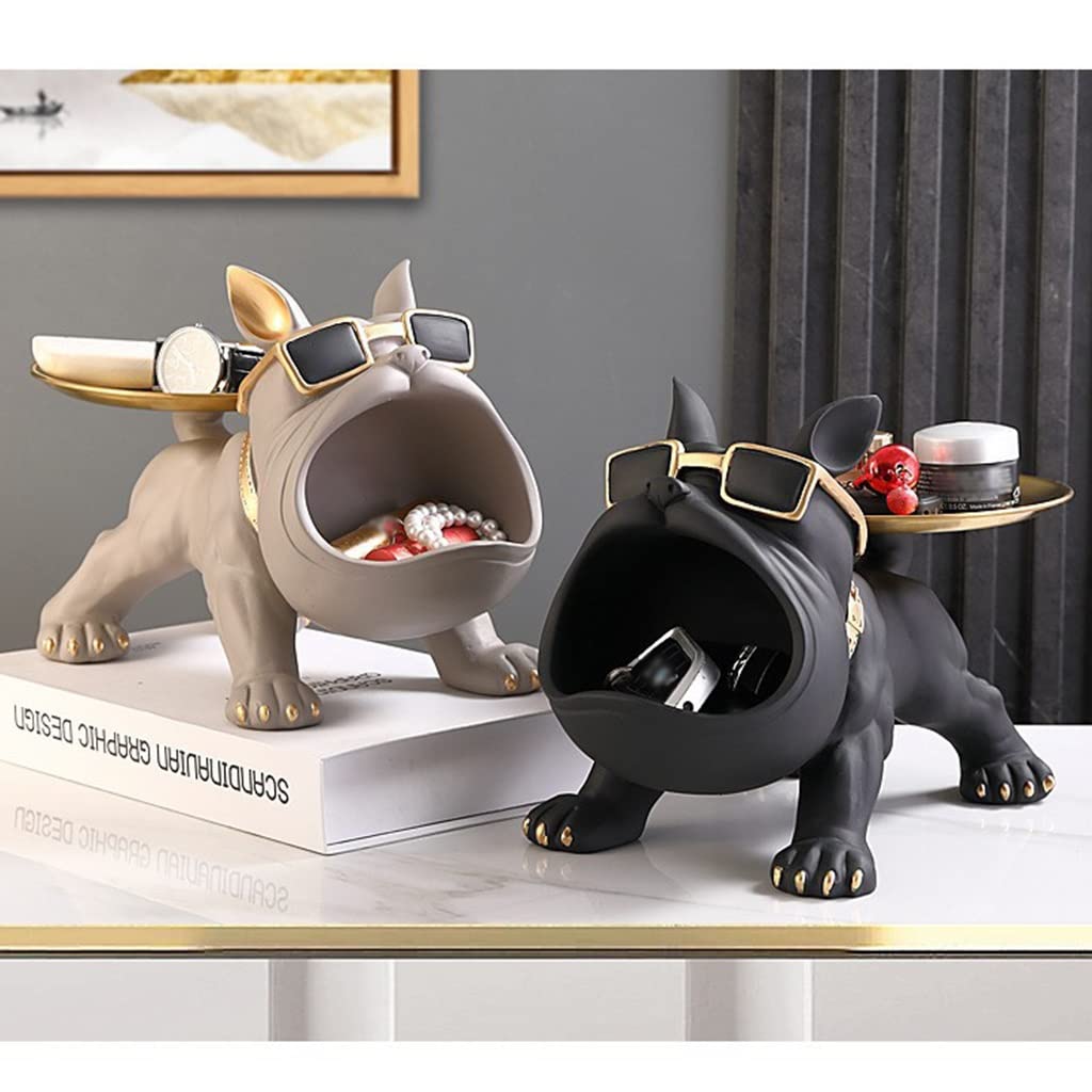 Vide-Poche Sculpture Chat En Céramique – Plateau Clés & Bijoux – Décoration Minimaliste Élégante (Noir)