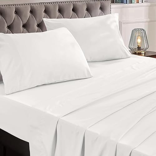 Anne Klein Lujoso juego de sábanas tamaño King de 4 piezas, transpirables, refrescantes y de calidad de hotel para hombres y mujeres, bolsillo