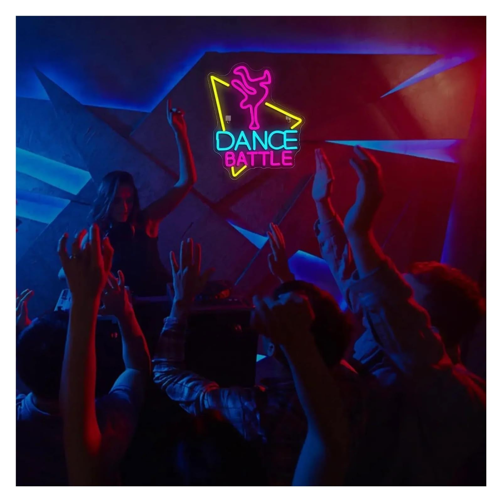 Insegna al Neon Insegna Al Neon A LED Dance Battle Dimmerabile Per Sala Musica, Camera Da Letto, Bar, Feste Di Compleanno, Club, Decorazione Da Parete, 42cmx34cm