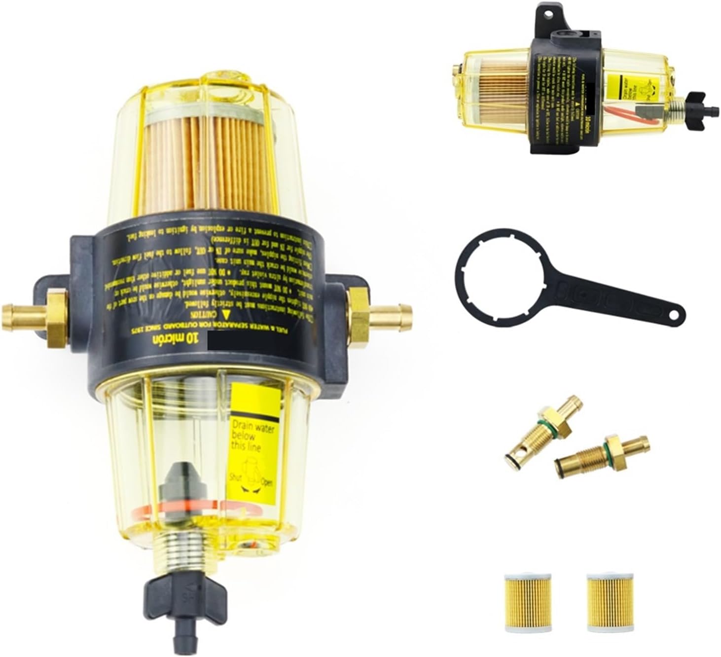 Fuel Filter UF-10K Oil Water Separator Assembly UF10K With 2/4/6PCS Element Outboard Motor Boat Engine For Yamaha Suzuki Mercury(TYPE 2)