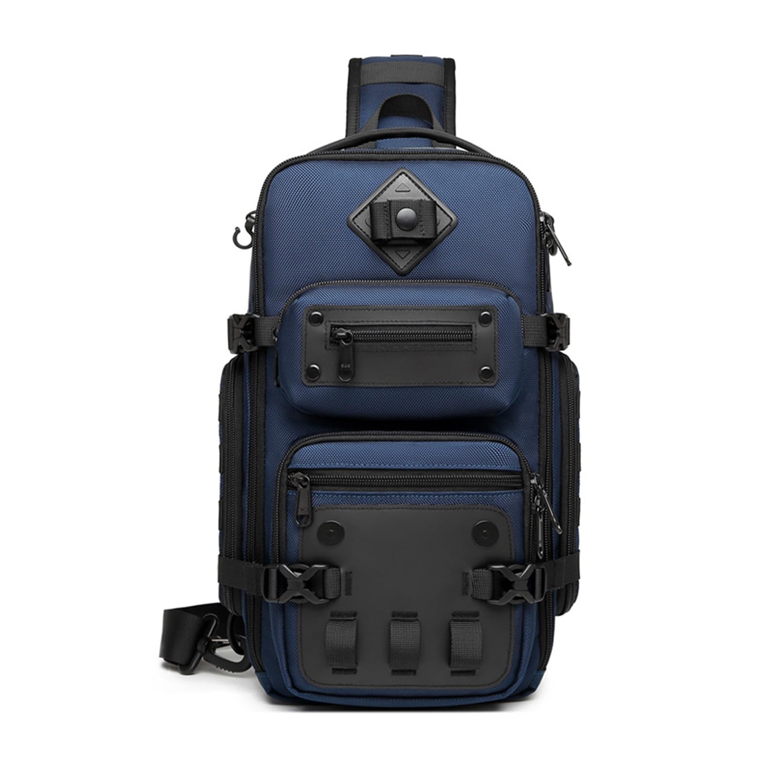 FANDARE Tactical Sling Bag Crossbody Backpack with Tripod Holder Chest Shoulder Bag for Men One Strap Motorcycle Chest Pack for Travel Hiking Waterproof Satchel Bag fit 10.5 inch Tablet Blue