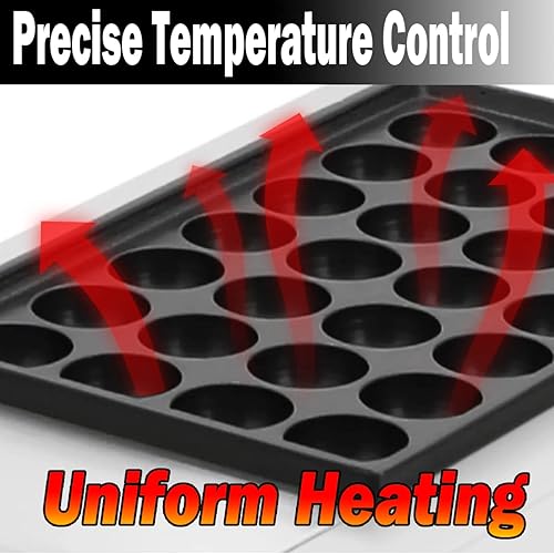 Miniatura 5 de Takoyaki Maker Commercial Ebelskiver Pan 84 agujeros eléctrica parrilla máquina para Aebleskiver, Cake Pops, bolas de panqueques, agujeros para