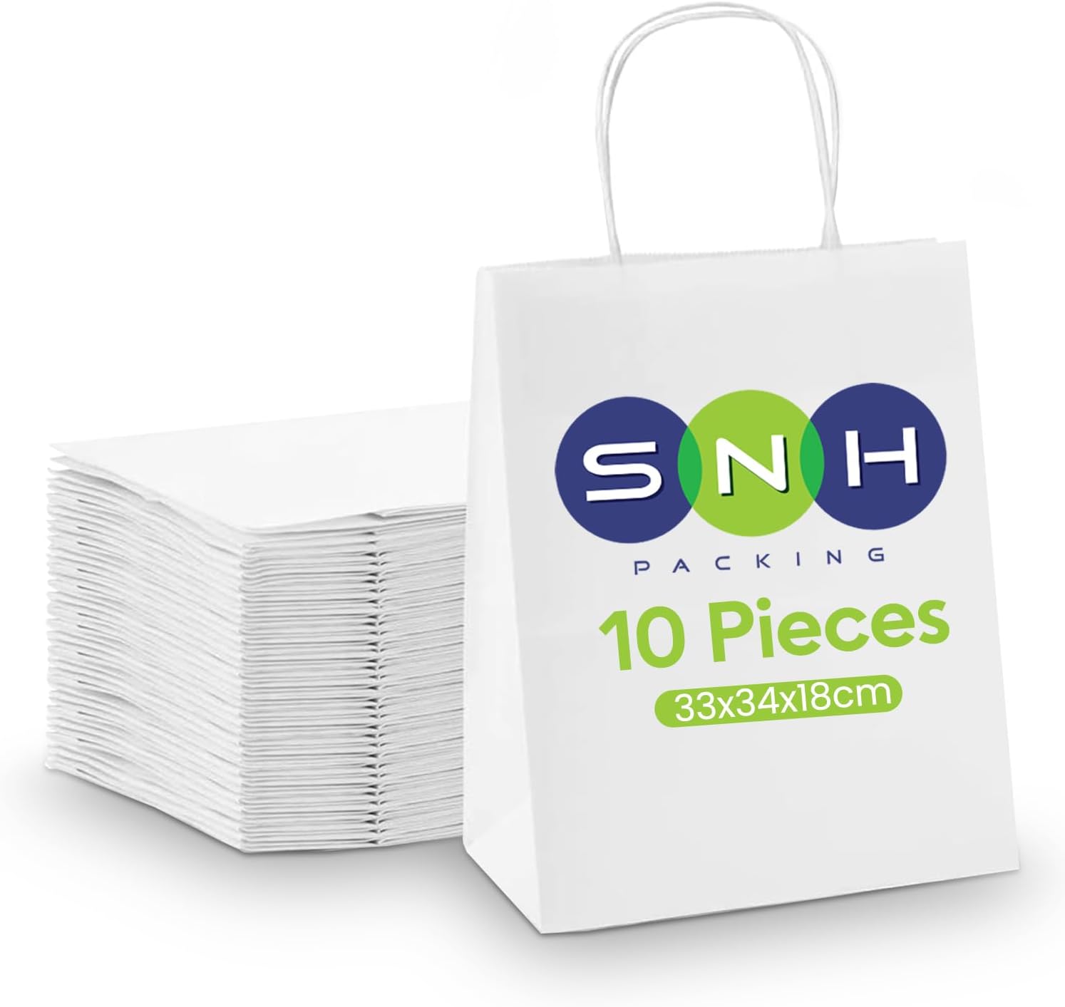10 Pcs Kraft Paper Bag White Twisted Handle 33x34x18 cm Paper Party Bags Hen Party Bags Kraft Paper Bag Bride Birthday Gift Bag Wedding Celebrations Bags for Party Favour by SNH Packing