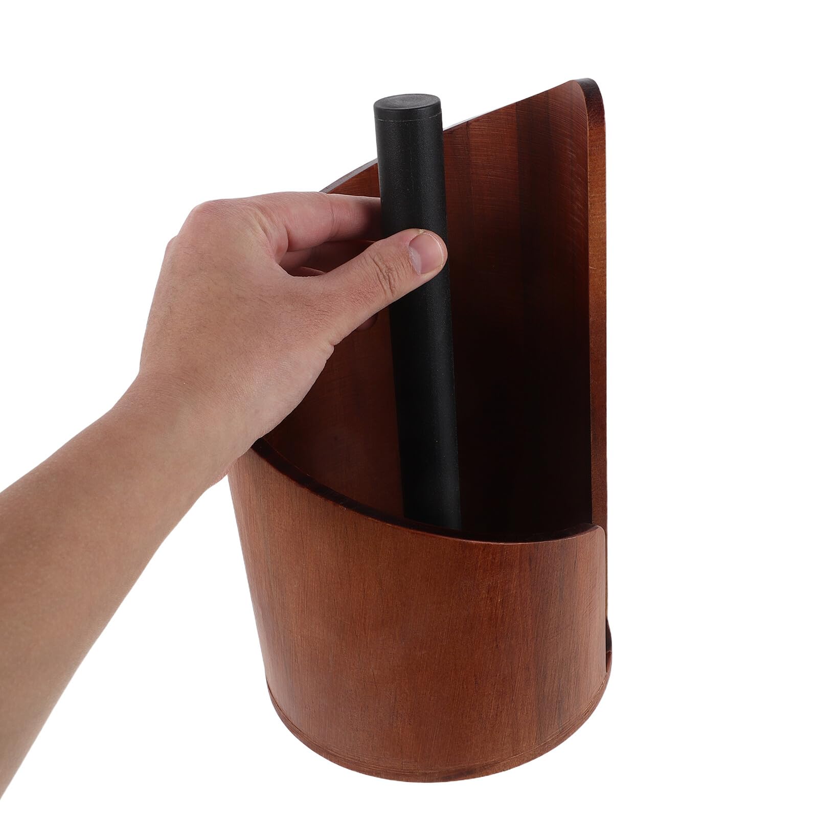 Portarrollos de Papel de Pie con Base de Madera y Varilla Metálica