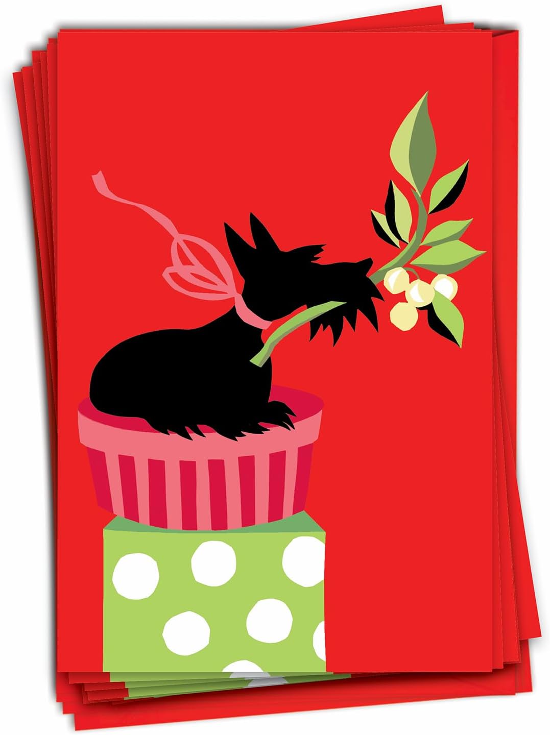 NobleWorks 12 Funny Christmas Greeting Cards with Envelopes, Humor Holiday, Men and Women (1 Design, 12 Cards) - Xmas Scotty B1753